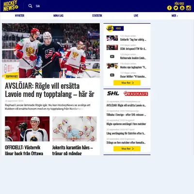hockeynews.se startsida 2021
