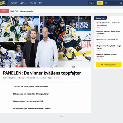 hockeynews.se startsida 2025