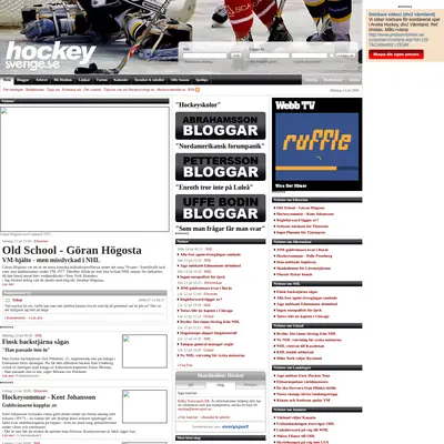www.hockeysverige.se startsida 2008
