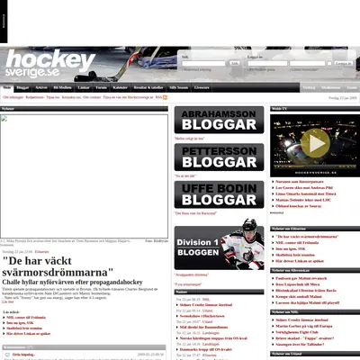 www.hockeysverige.se startsida 2009