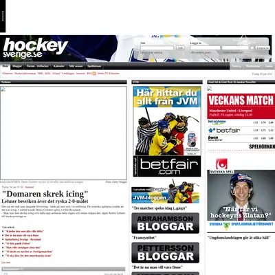 www.hockeysverige.se startsida 2011