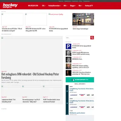www.hockeysverige.se startsida 2018