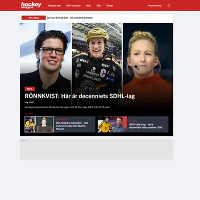 www.hockeysverige.se startsida 2020