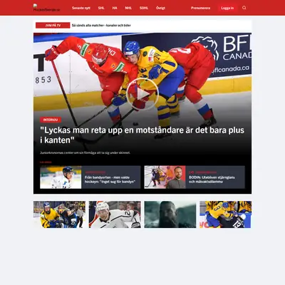 www.hockeysverige.se startsida 2021