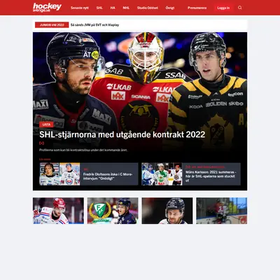 www.hockeysverige.se startsida 2022