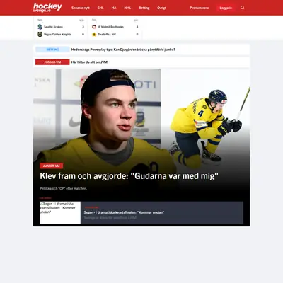 www.hockeysverige.se startsida 2024
