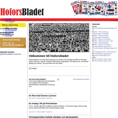 Hoforsbladet startsida 2012