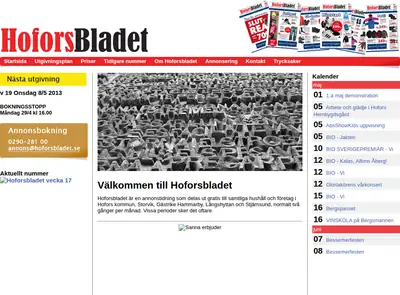 Hoforsbladet startsida 2013