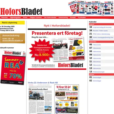 Hoforsbladet startsida 2015