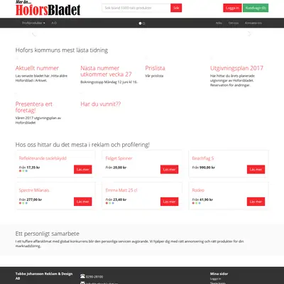 Hoforsbladet startsida 2017