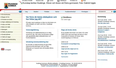 Huddinge Nyheter startsida 2008
