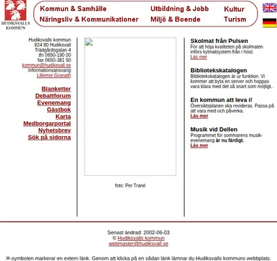 Hudiksvalls Nyheter startsida 2002
