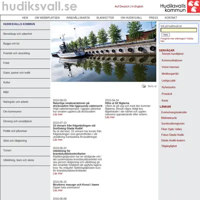 Hudiksvalls Nyheter startsida 2010