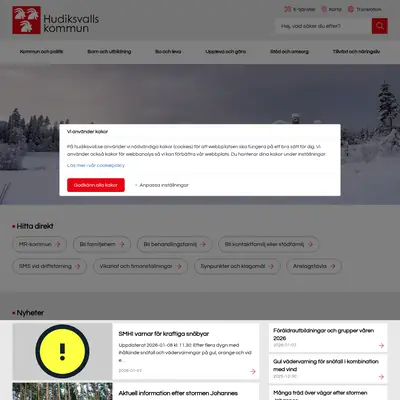 Hudiksvalls Nyheter startsida 2026