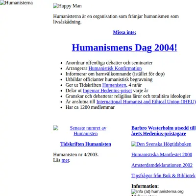 www.humanisterna.org startsida 2004