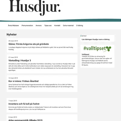 www.husdjur.se startsida 2019