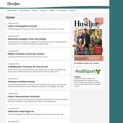 www.husdjur.se startsida 2020