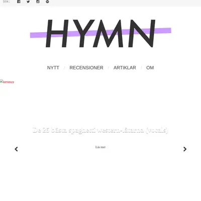 HYMN.se startsida 2016