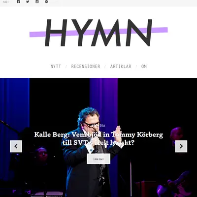 HYMN.se startsida 2019