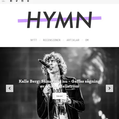 HYMN.se startsida 2020