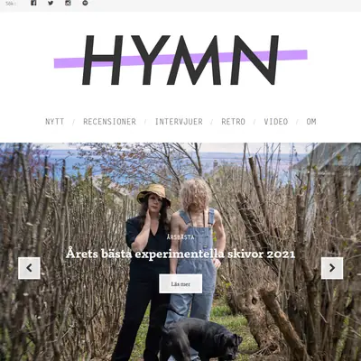 HYMN.se startsida 2022
