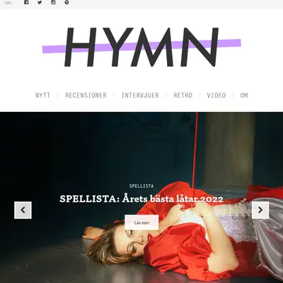 HYMN.se startsida 2023