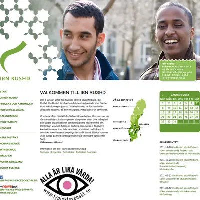 www.ibnrushd.se startsida 2012