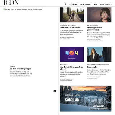 Icon, http://iconmagazine.se startsida 2025