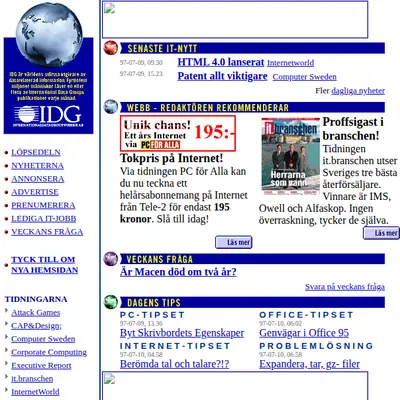 IDG.se startsida 1997