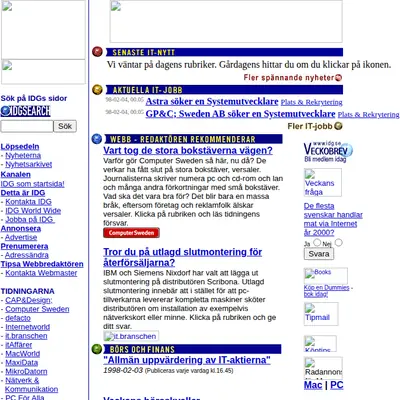 IDG.se startsida 1998