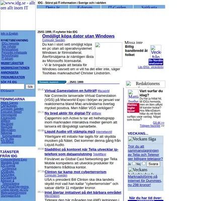 IDG.se startsida 1999