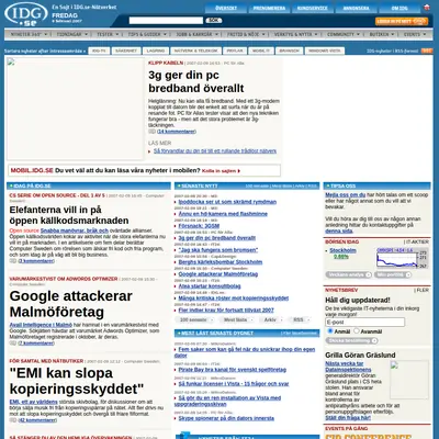 IDG.se startsida 2007