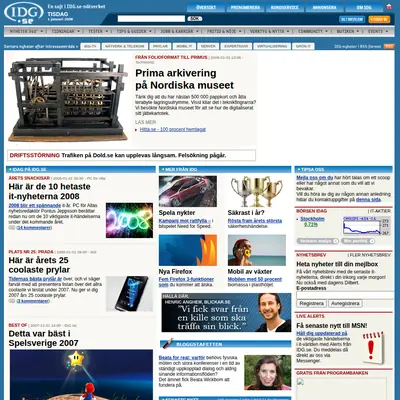 IDG.se startsida 2008