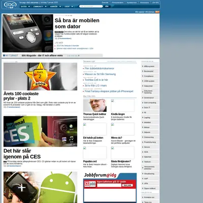 IDG.se startsida 2010