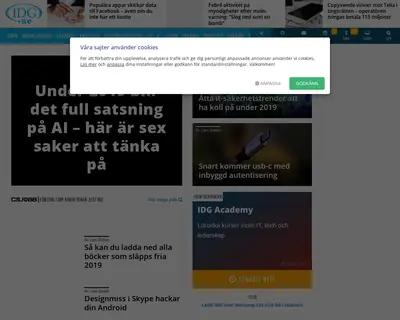 IDG.se startsida 2019