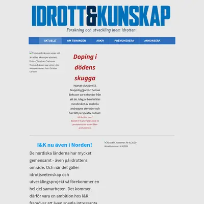 Idrott & Kunskap startsida 2020