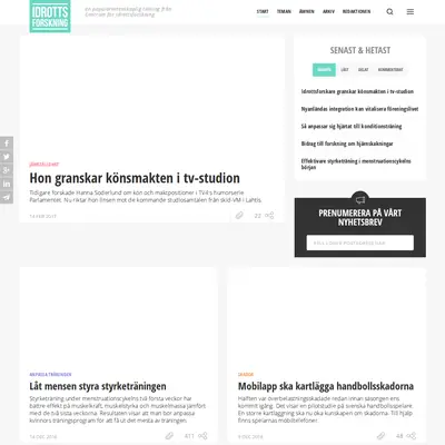 idrottsforskning.se startsida 2017