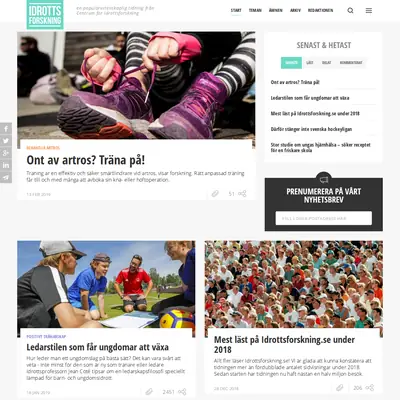 idrottsforskning.se startsida 2019