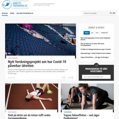idrottsforskning.se startsida 2020