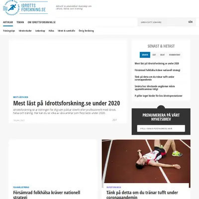 idrottsforskning.se startsida 2021