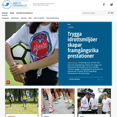 idrottsforskning.se startsida 2023