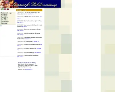 IFB Nyheter startsida 2000