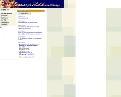 IFB Nyheter startsida 2003