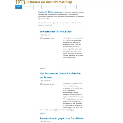 IFB Nyheter startsida 2012