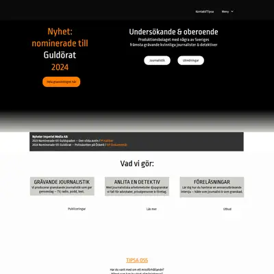 Imperietmedia.se startsida 2025
