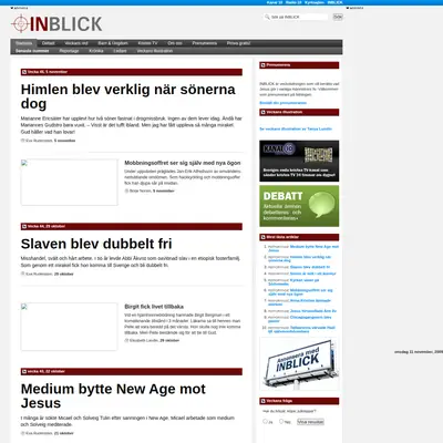 Inblick startsida 2009