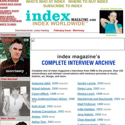 Index Magazine startsida 2004