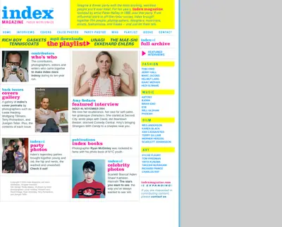 Index Magazine startsida 2007