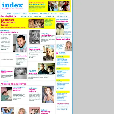 Index Magazine startsida 2009