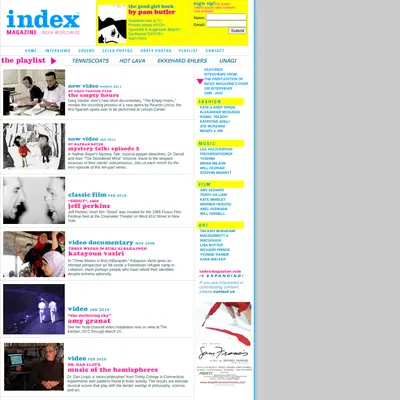 Index Magazine startsida 2012